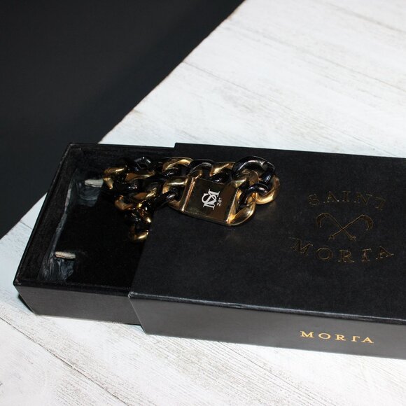 Black and Gold Tone Sant Morta Necklace - Picture 7 of 9